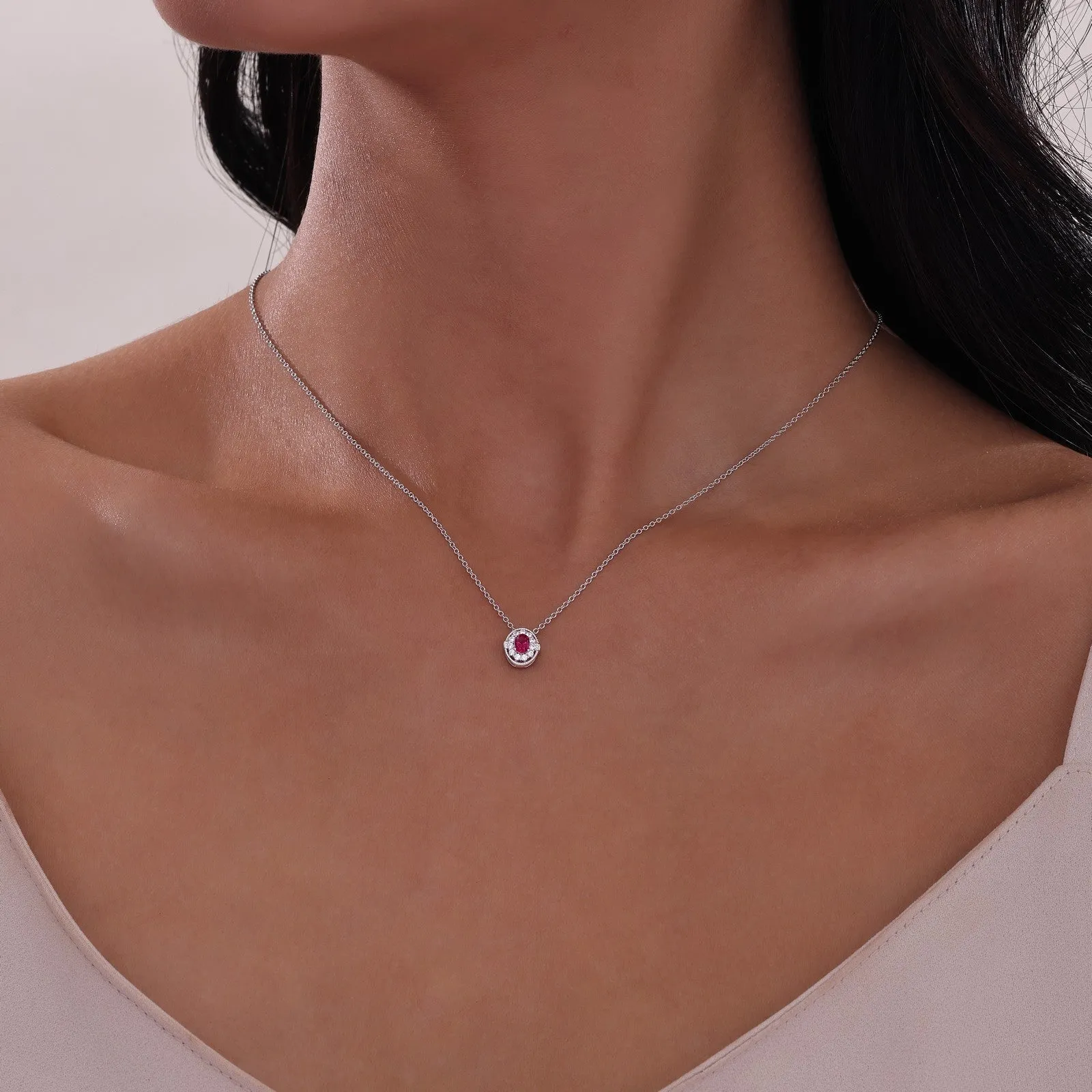 0.51 CTW Halo Necklace