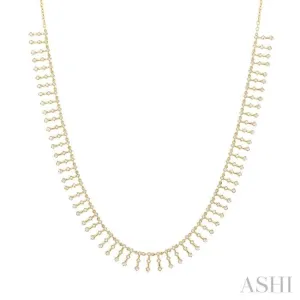 1 1/10 ctw Spikes Shape Round Cut Diamond Fashion Necklace in 14K Yellow Gold