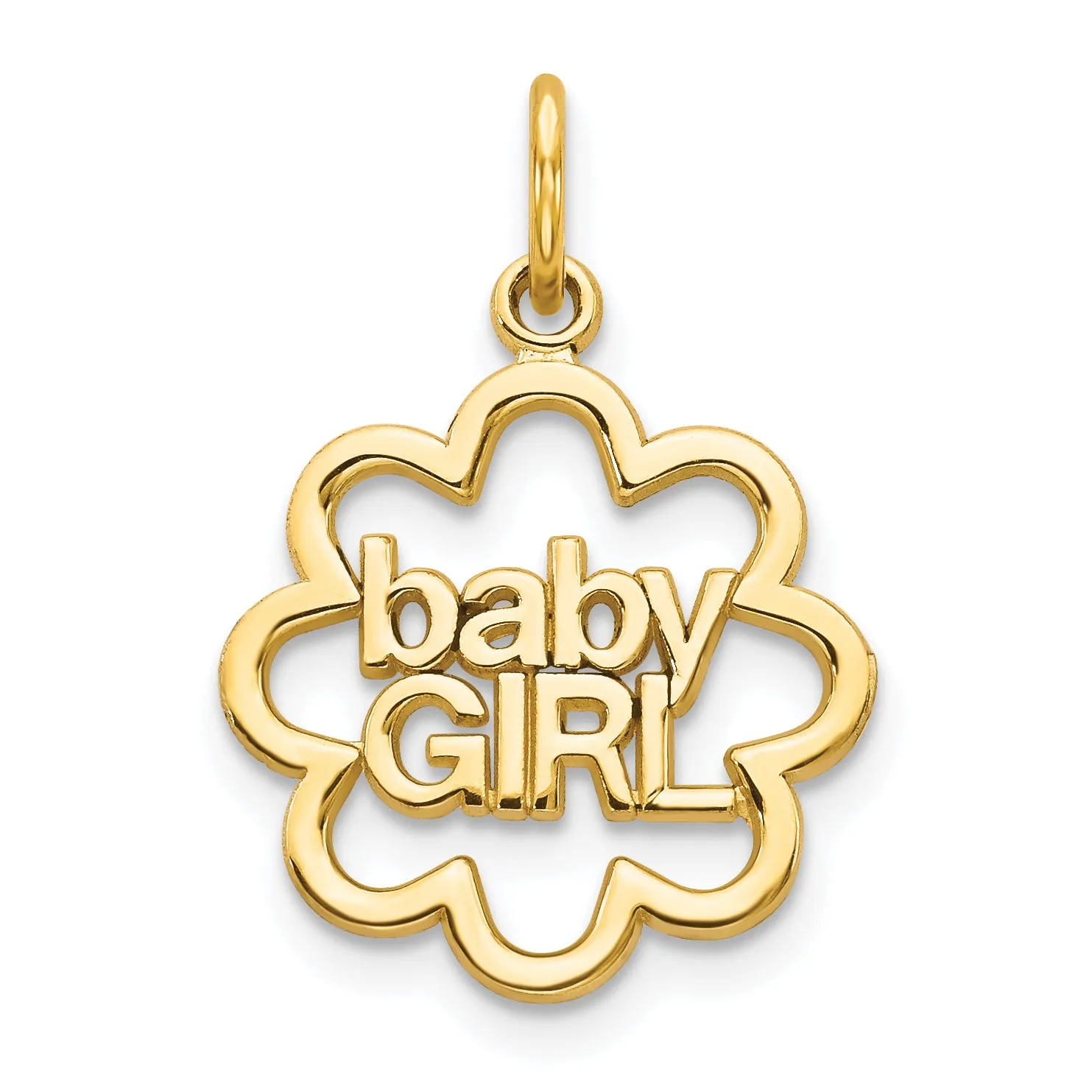 10K Gold Baby Girl Charm with Polished Finish and Solid Design