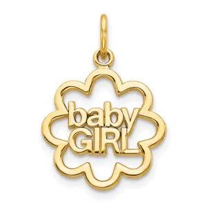 10K Gold Baby Girl Charm with Polished Finish and Solid Design