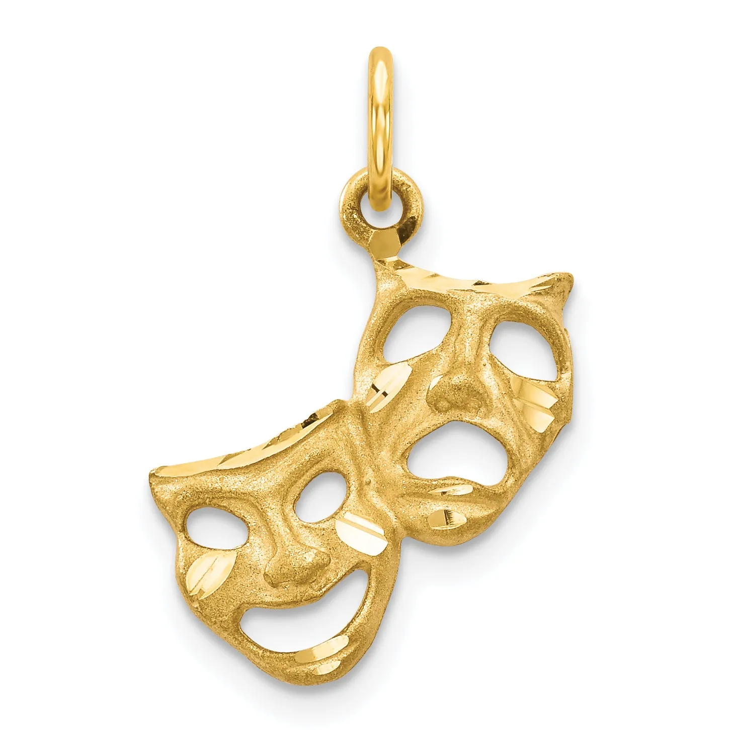 10K Gold Comedy/Tragedy Charm with Polished Solid Finish