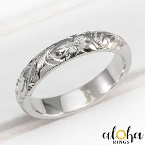 10K Gold Heavy Style Hand Engraved Ring [4mm width] Hawaiian Old English Design
