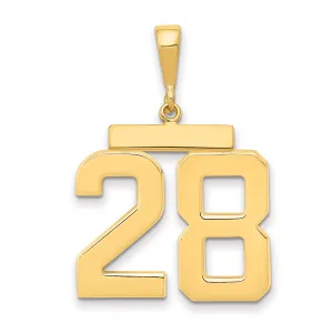 14K Gold Large Polished Number 28 Charm  Elegant Themed Pendant