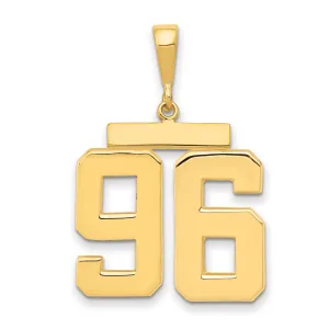 14K Gold Large Polished Number 96 Charm Bold and Elegant