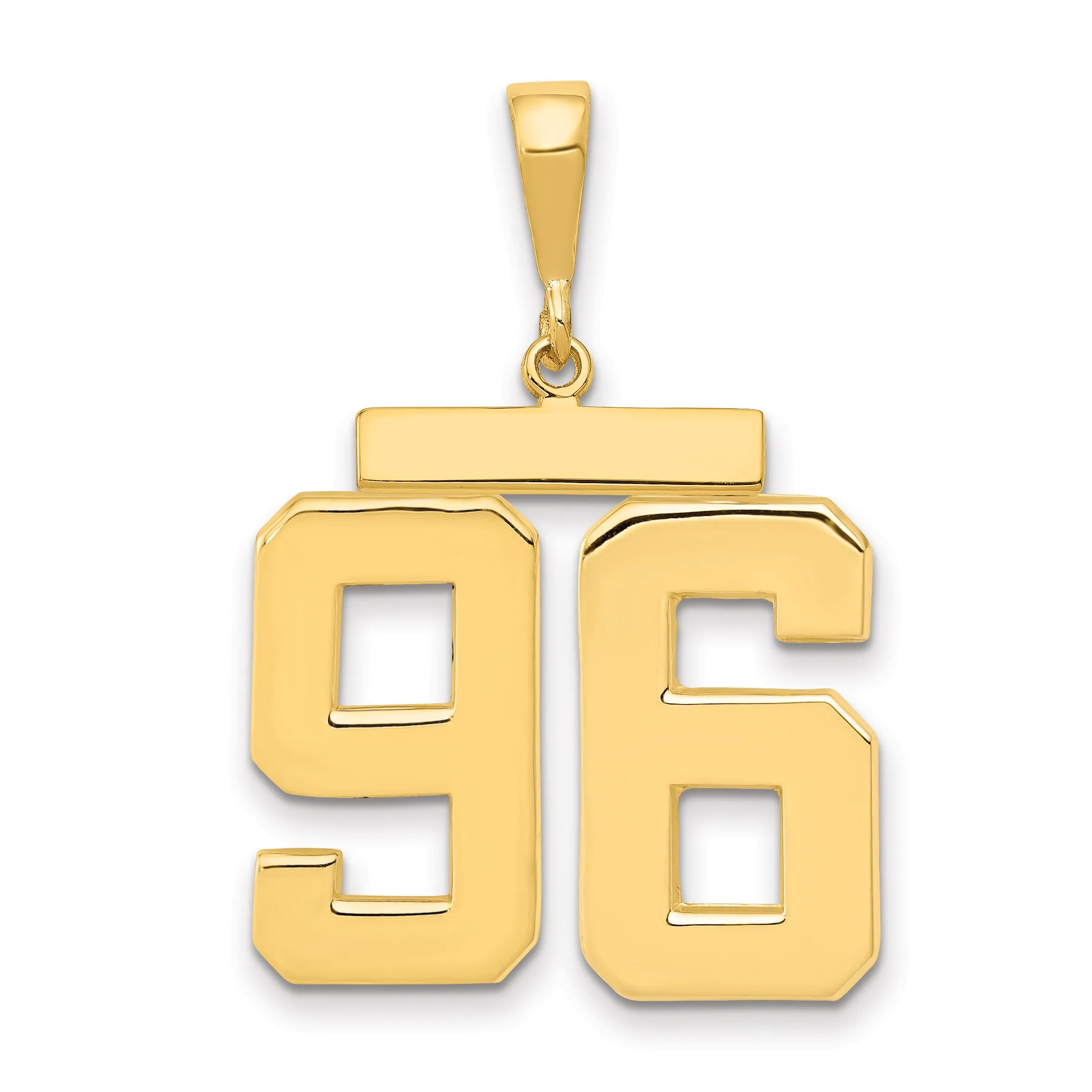14K Gold Large Polished Number 96 Charm Bold and Elegant