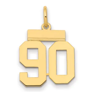 14K Gold Number 90 Charm with Polished Finish  Small, Laser Cut