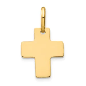 14K Gold Polished Cross Charm with Flat Back  Solid & Elegant Design