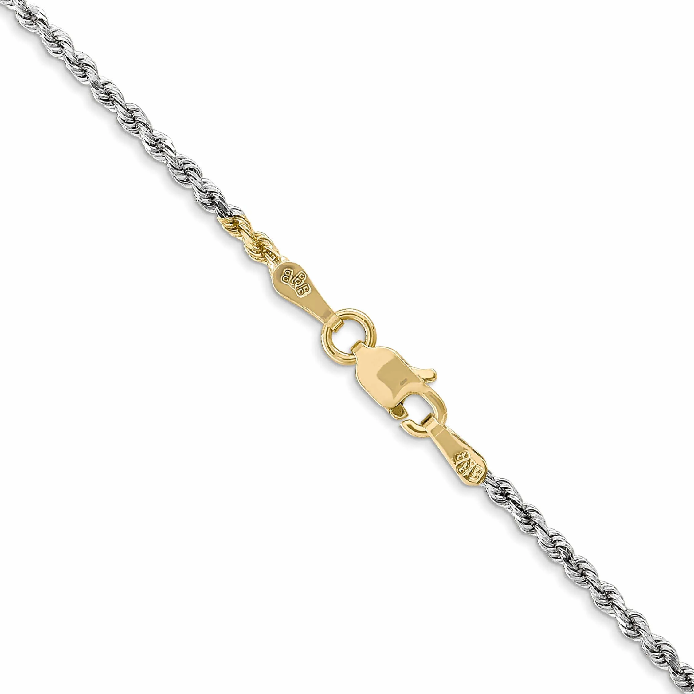 14k Tri Color Gold 1.8mm Diamond Cut Rope Chain