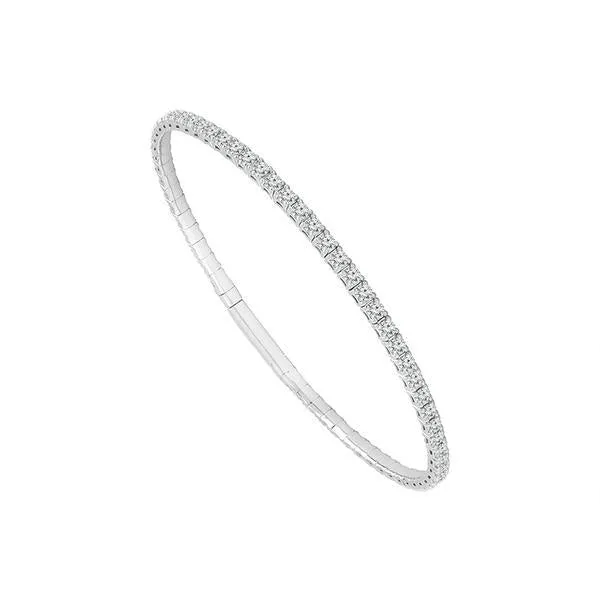 14K White Gold 3.50 Ct. Tw. Diamond Bangle Pavé Bracelet