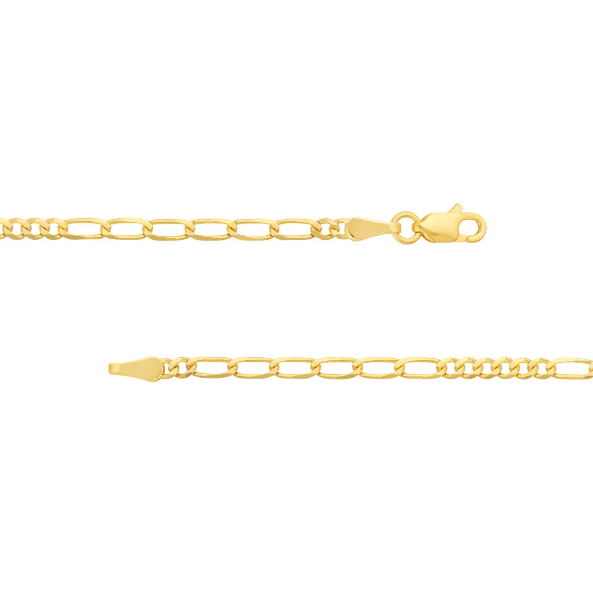 14K Yellow Gold 2mm 6 6 Figaro Chain Bracelet with Lobster Lock, 7"