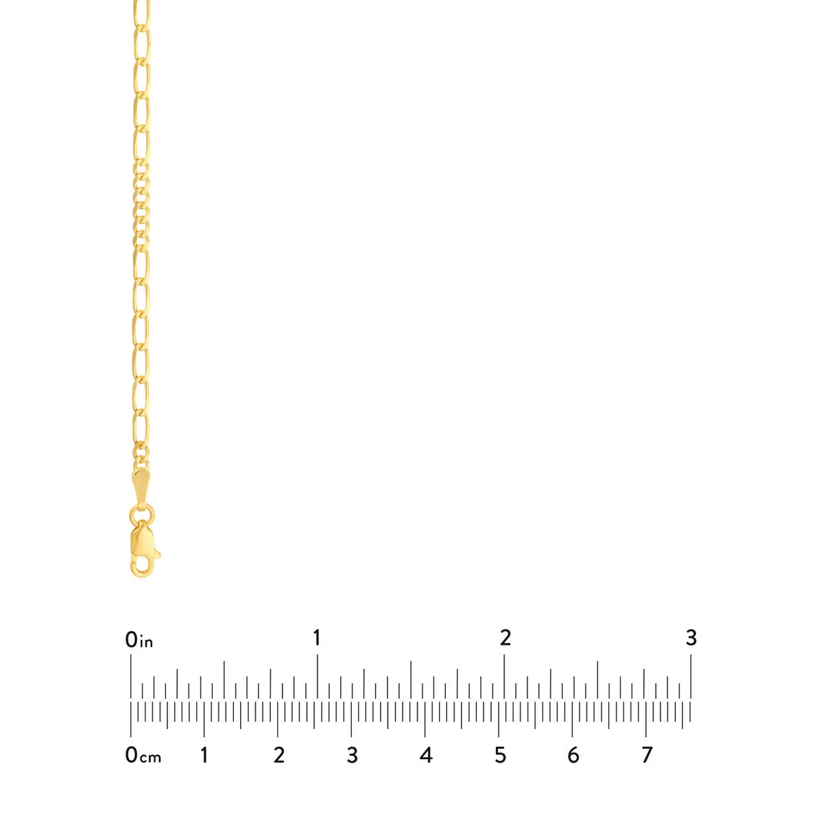 14K Yellow Gold 2mm 6 6 Figaro Chain Bracelet with Lobster Lock, 7"