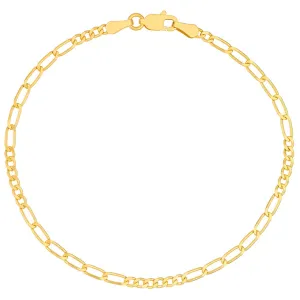14K Yellow Gold 2mm 6 6 Figaro Chain Bracelet with Lobster Lock, 7"