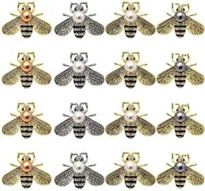 16 PCS Honey Bee Brooches Lapel Pins Crystal Insect Themed Bee Brooches