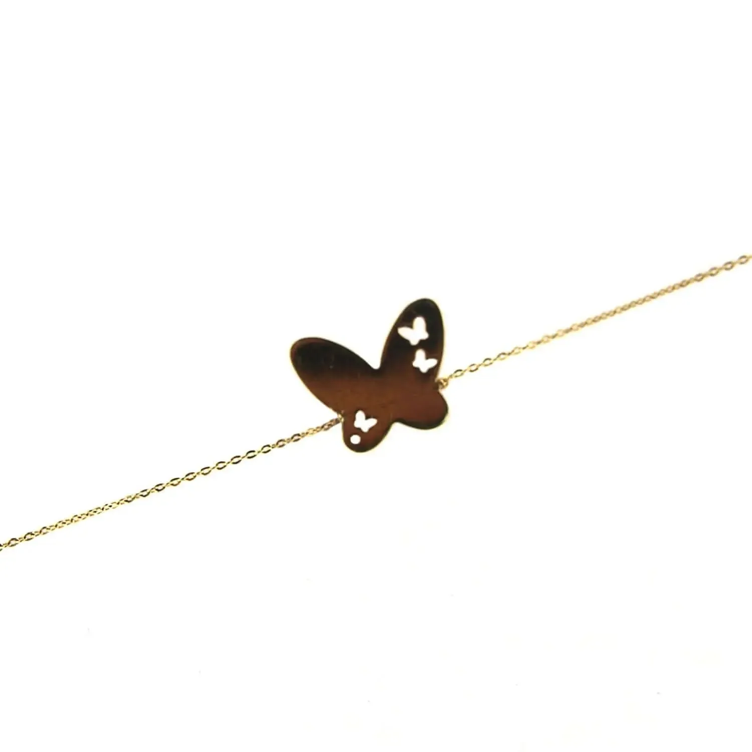 18k Solid Yellow Gold Center Polished Butterfly Bracelet