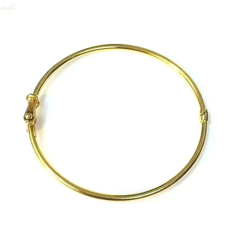 18K Solid Yellow Gold Polished Tube Bangle Bracelet
