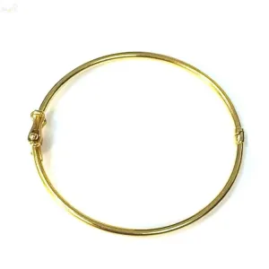 18K Solid Yellow Gold Polished Tube Bangle Bracelet
