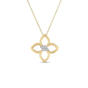 18K Yellow/White Gold Cialoma Small Diamond Flower Necklace 8883408AJ17X