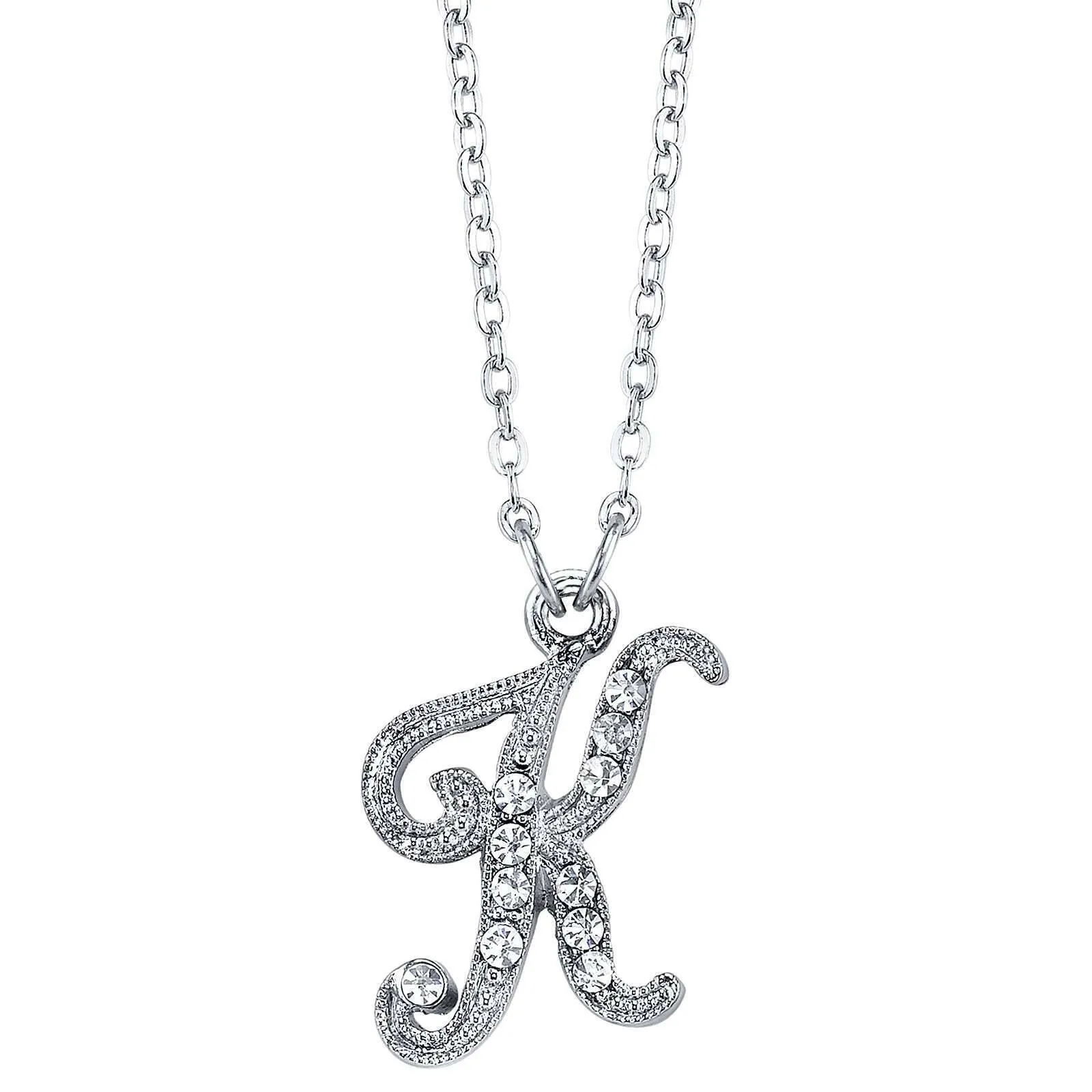 1928 Jewelry European Crystal Initial Necklace 16"   3" Extender