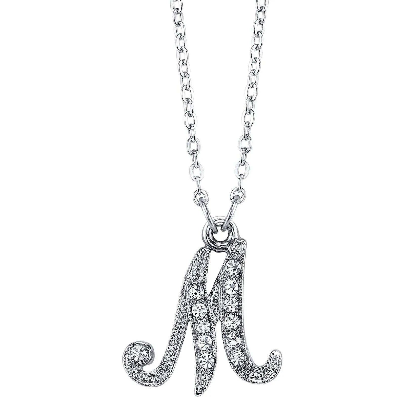 1928 Jewelry European Crystal Initial Necklace 16"   3" Extender