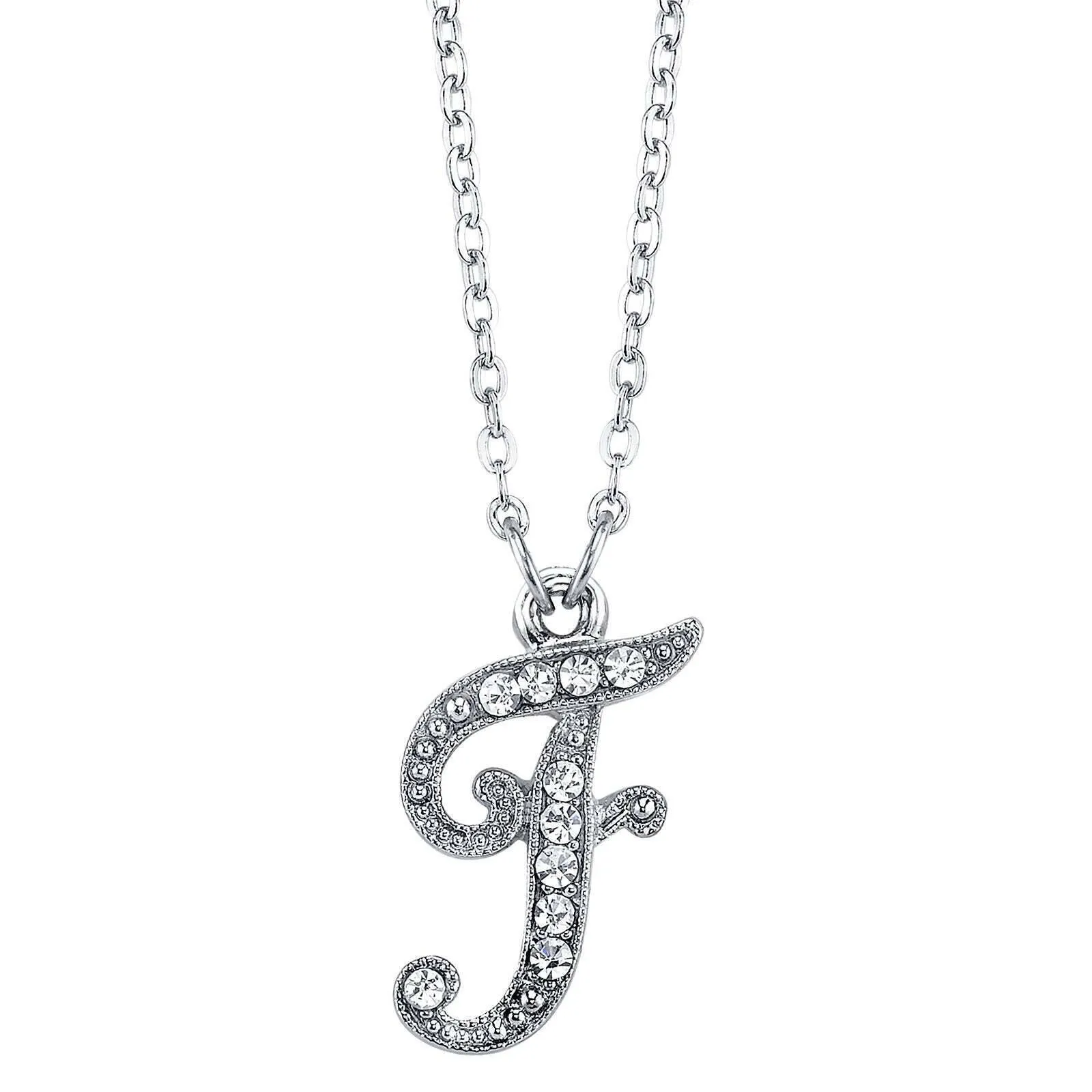 1928 Jewelry European Crystal Initial Necklace 16"   3" Extender