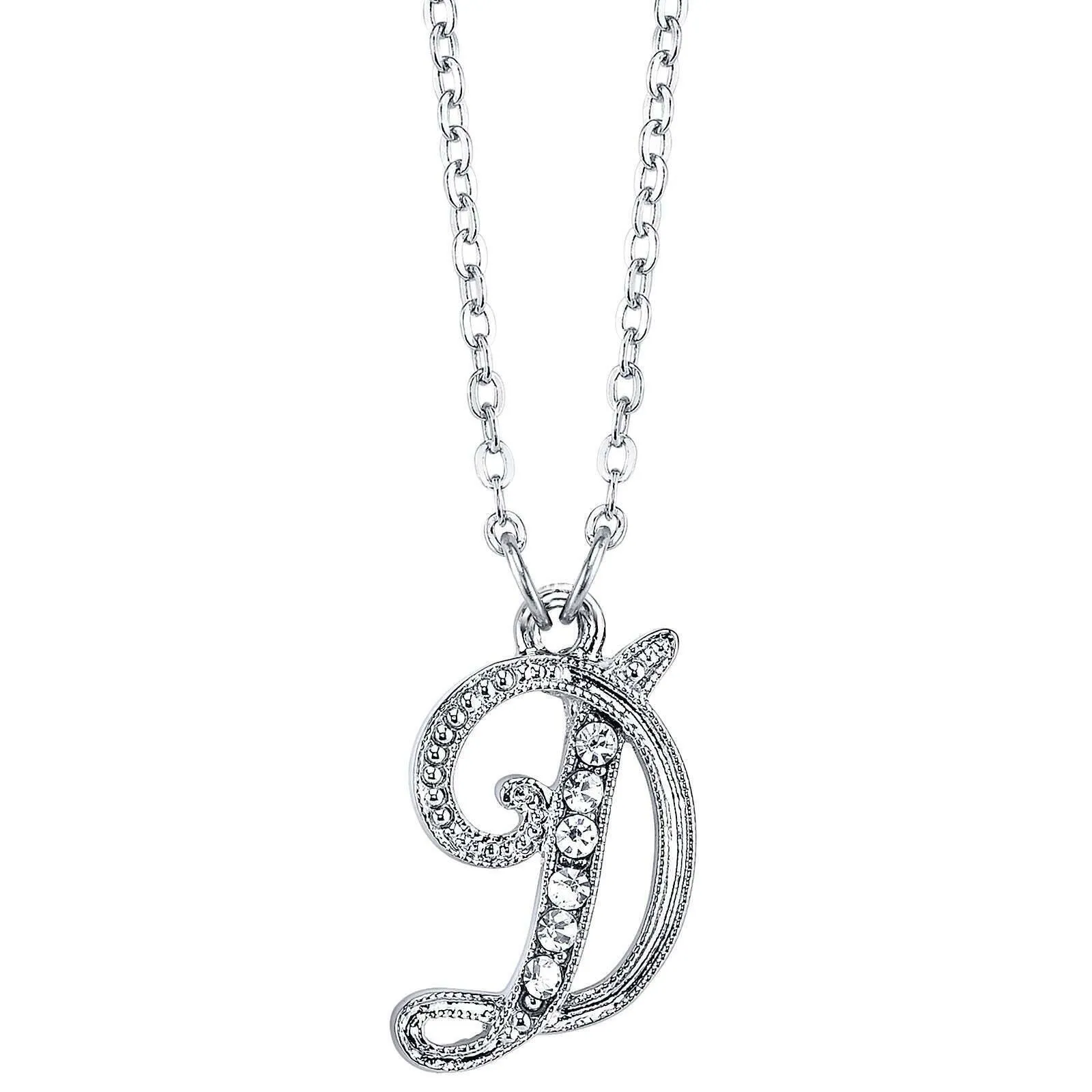 1928 Jewelry European Crystal Initial Necklace 16"   3" Extender