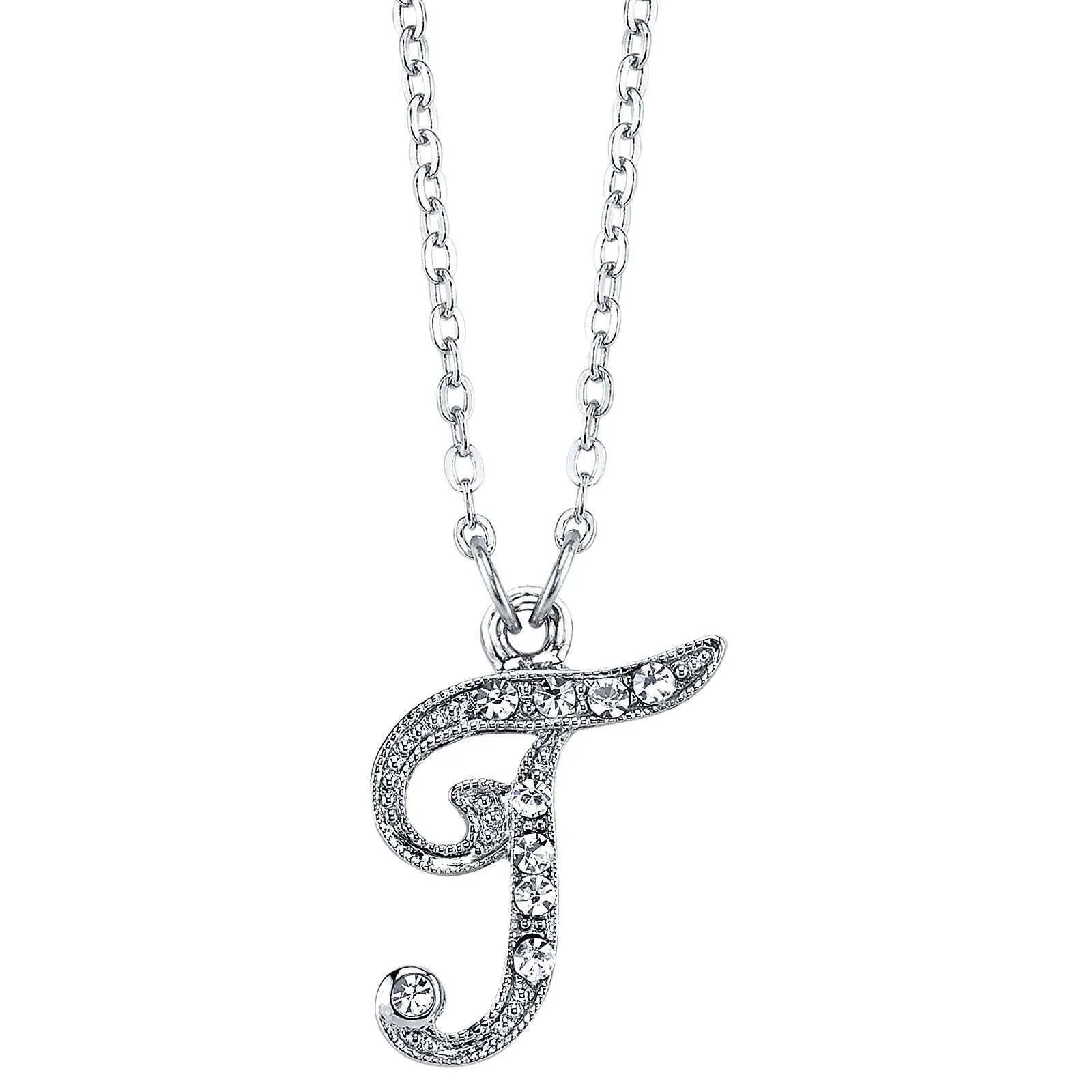 1928 Jewelry European Crystal Initial Necklace 16"   3" Extender