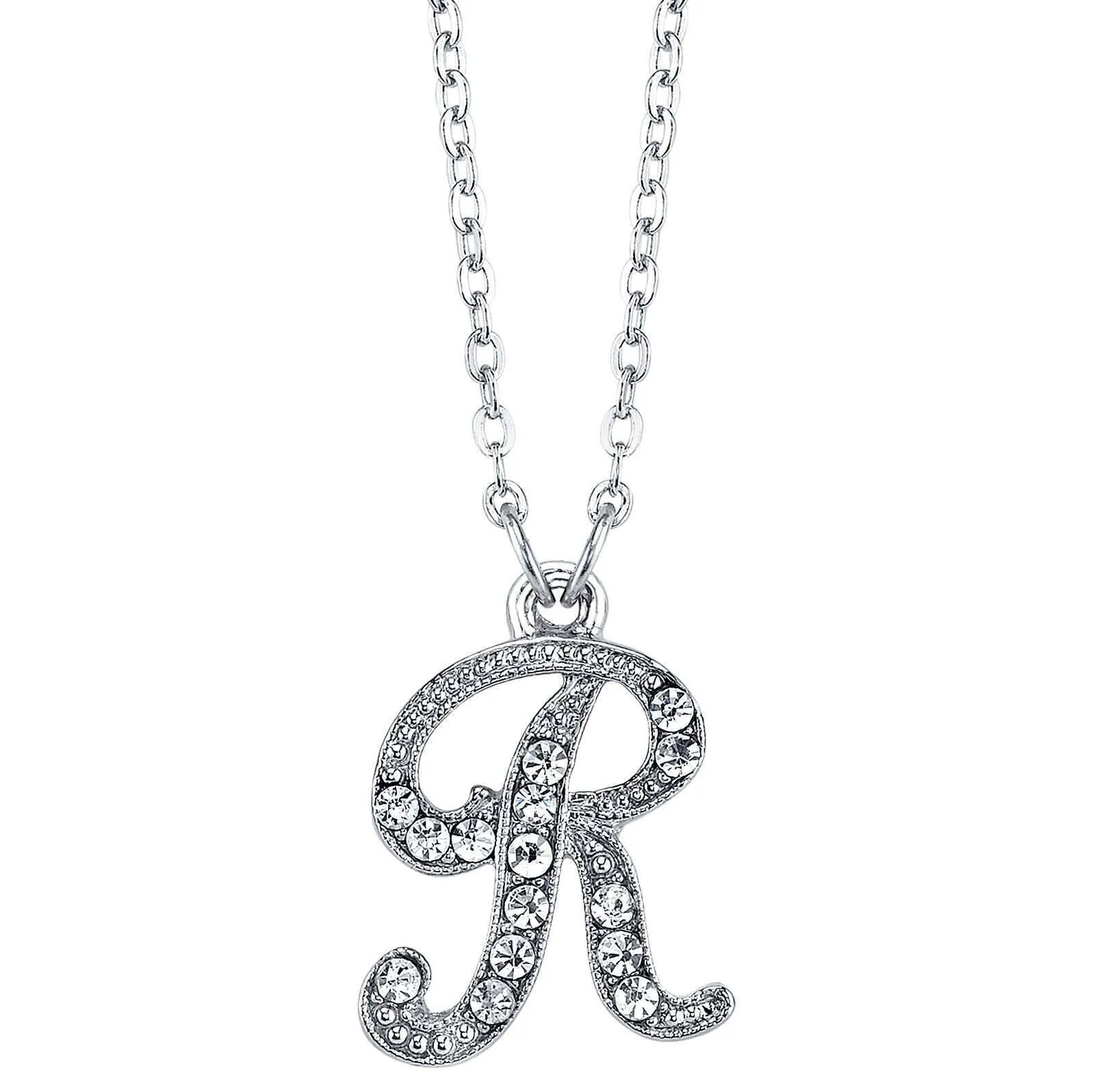 1928 Jewelry European Crystal Initial Necklace 16"   3" Extender