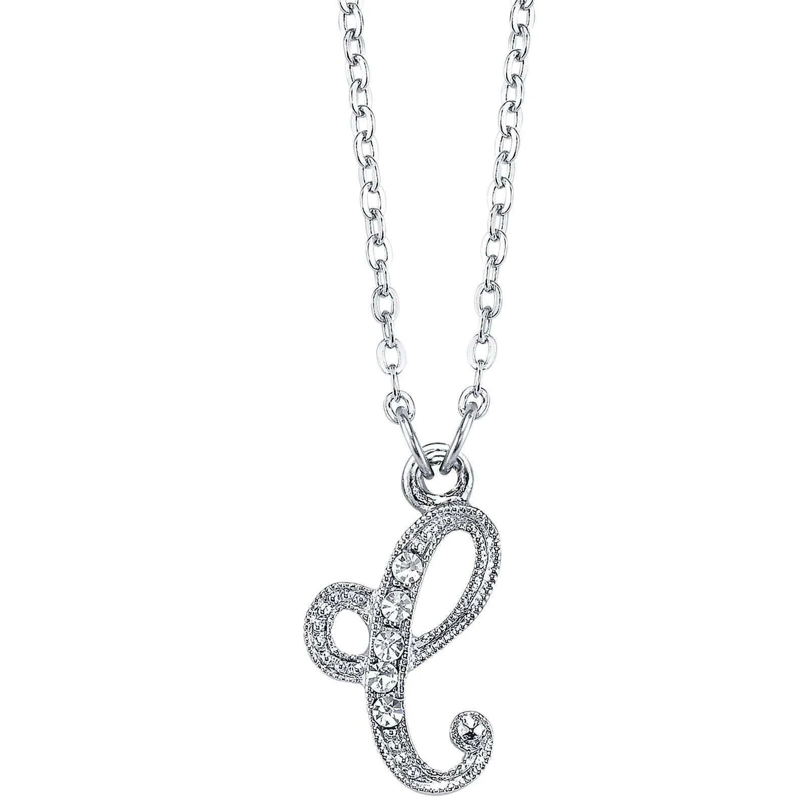 1928 Jewelry European Crystal Initial Necklace 16"   3" Extender