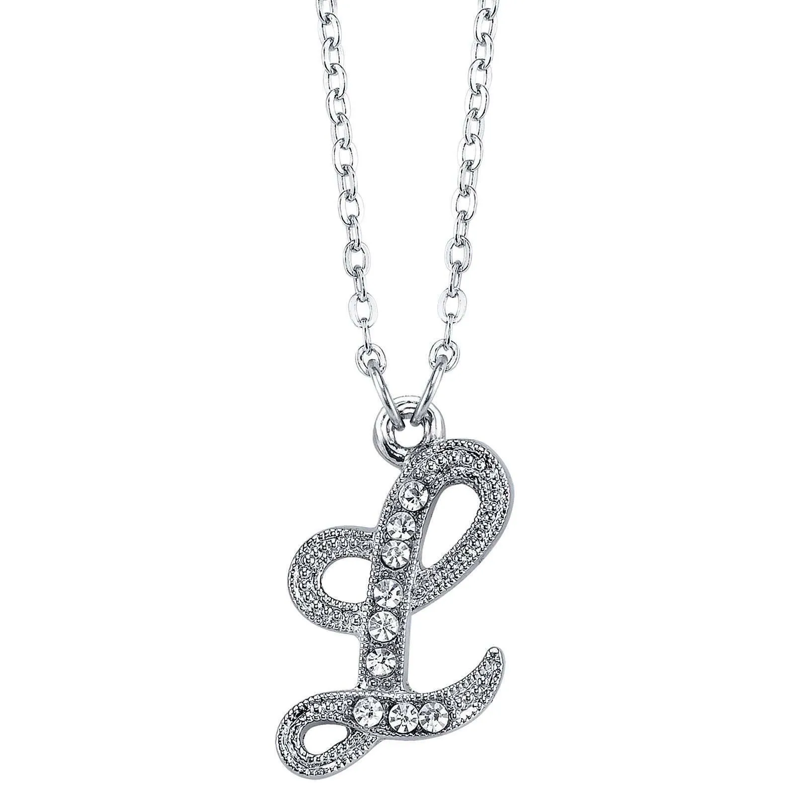 1928 Jewelry European Crystal Initial Necklace 16"   3" Extender
