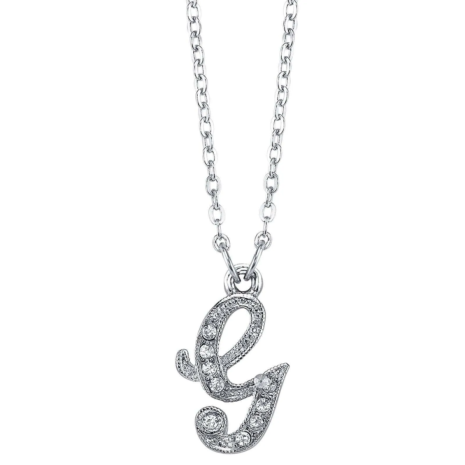 1928 Jewelry European Crystal Initial Necklace 16"   3" Extender