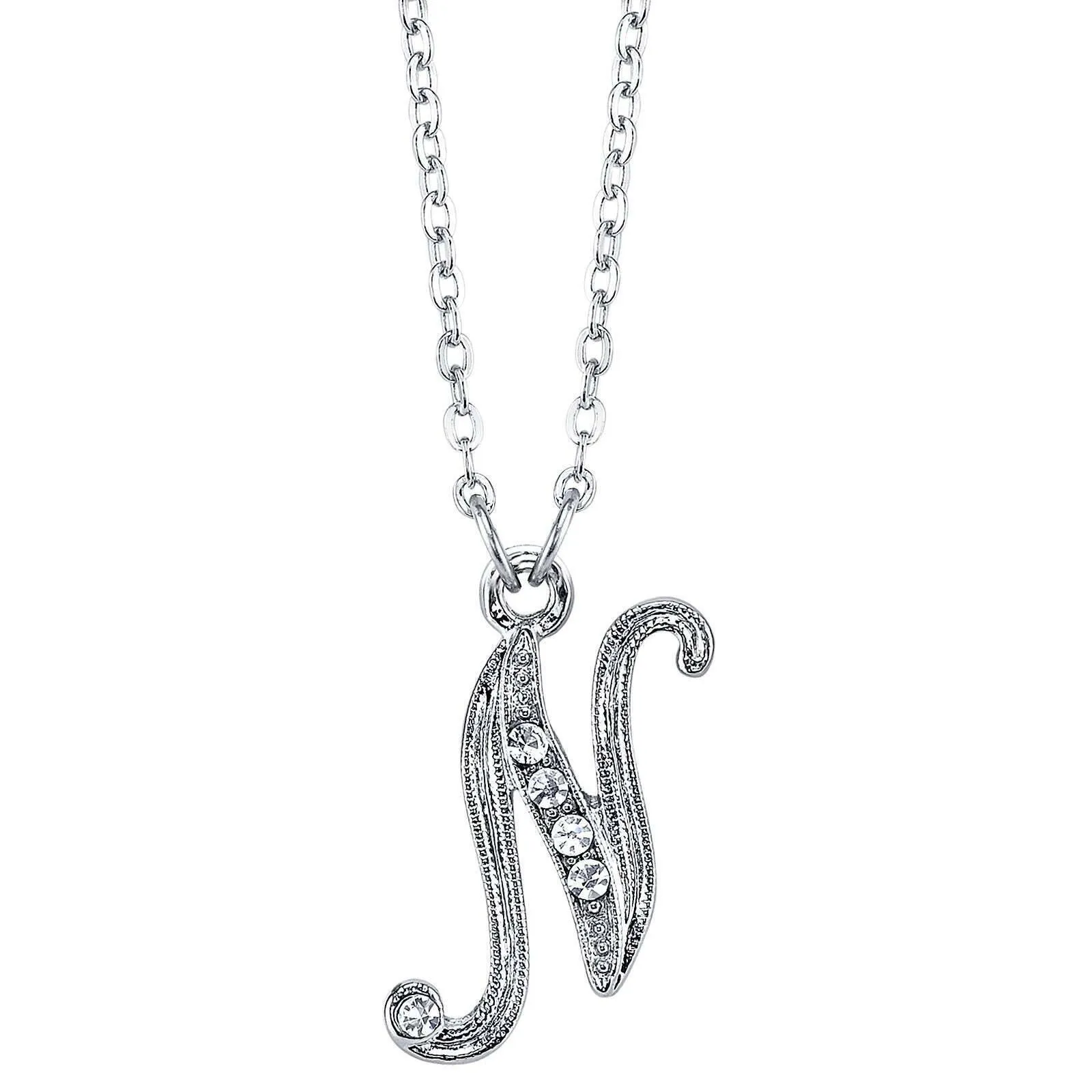 1928 Jewelry European Crystal Initial Necklace 16"   3" Extender