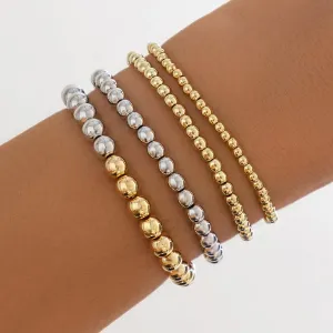 4 Pcs Two Tone Ball Chain Stackable Bracelet Set