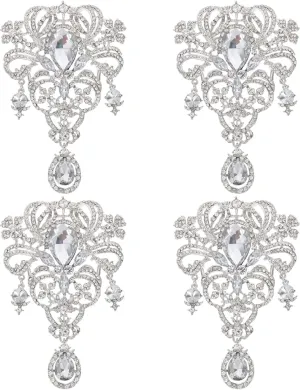 4Pcs Crystal Brooch Pins Rhinestone Lapel Pins Crown Brooch Wedding Rhinestone Brooch Pins Boho Vintage Diamond Brooch Pins Decorative Clothing Brooch