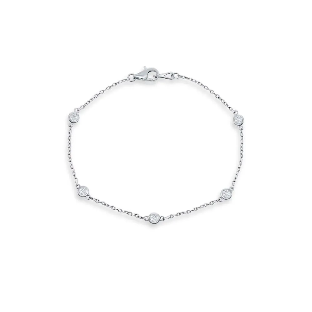 5 Stone Diamond By The Yard Bracelet (0.36 ct.) Bezel Set in 14K Gold