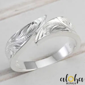 925 Sterling Silver Hand Engraved Maile Leaf Motif Ring