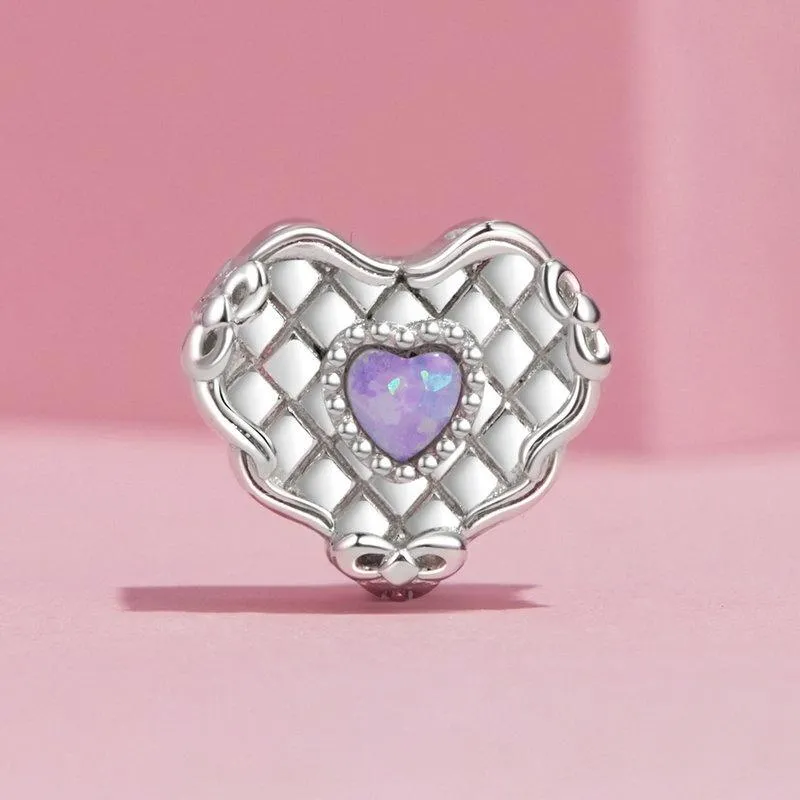 925 Sterling Silver Platinum Plated Heart Shaped Beads Bracelet