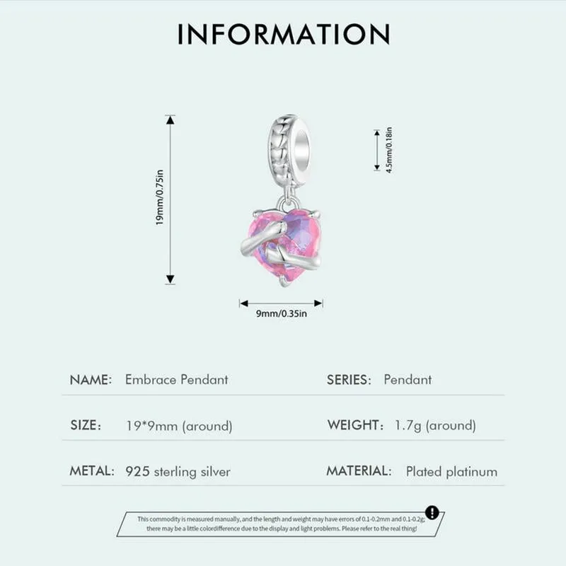 925 Sterling Silver Scc2540 Heart Pendant For Diy Bracelets