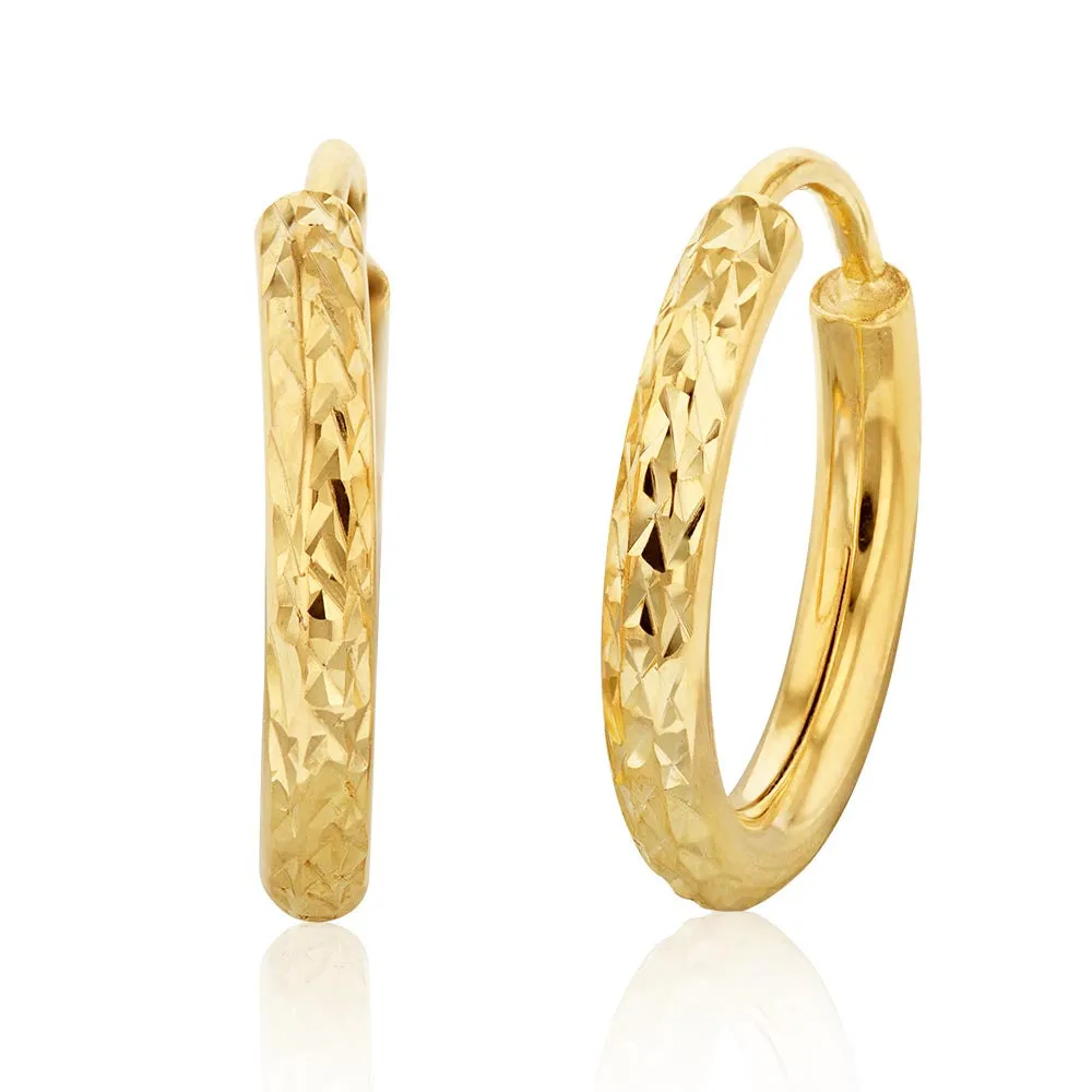 9ct Silverfilled Yellow Gold Diamond Cut 10mm Sleeper