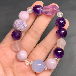 Amethyst Rose Quartz Blue Lace Agate Lepidolite Bracelet