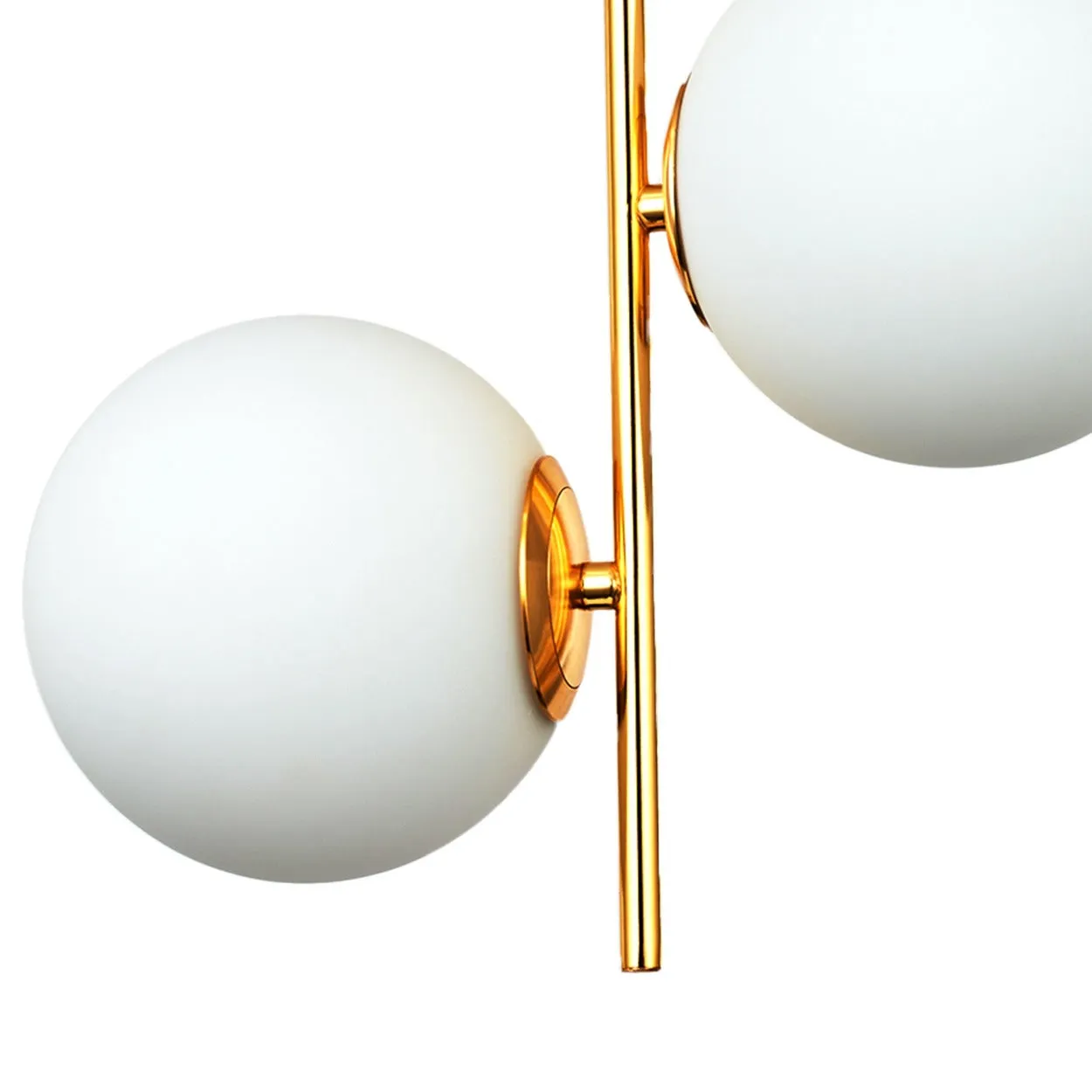 ANKUR ARIZONA 2 LIGHT MILKY GLOBE WITH GOLD METAL HANGING LIGHT