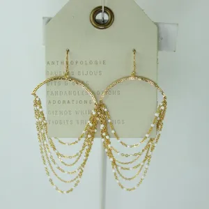 Anthropologie NWT Half Hoop Dangle Fine Chain 14K Gold Plate