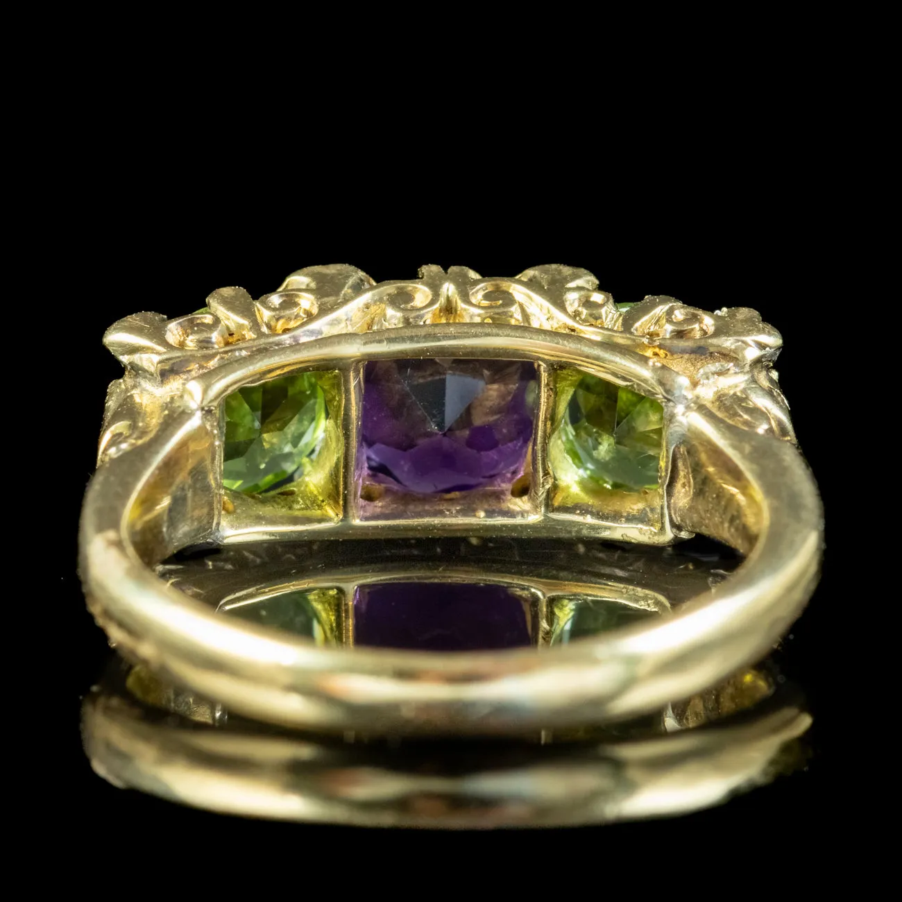 Antique Edwardian Suffragette Ring Peridot Amethyst Diamond