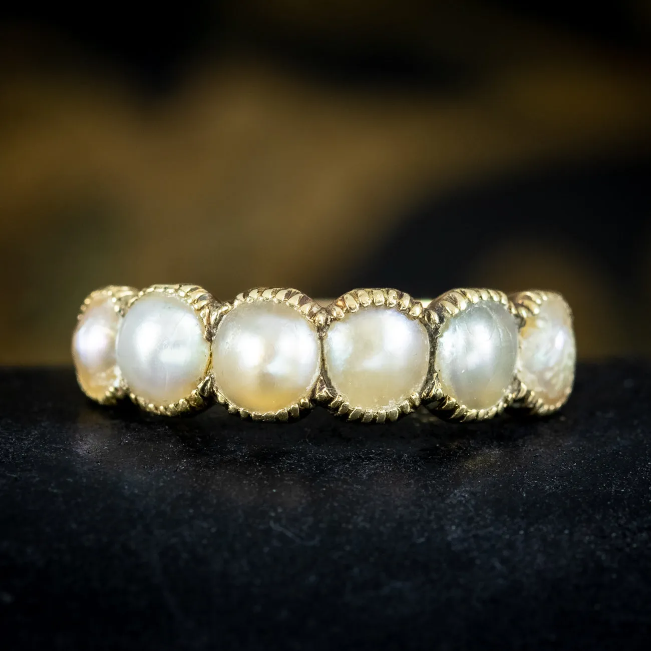 Antique Georgian Natural Pearl Half Hoop Ring