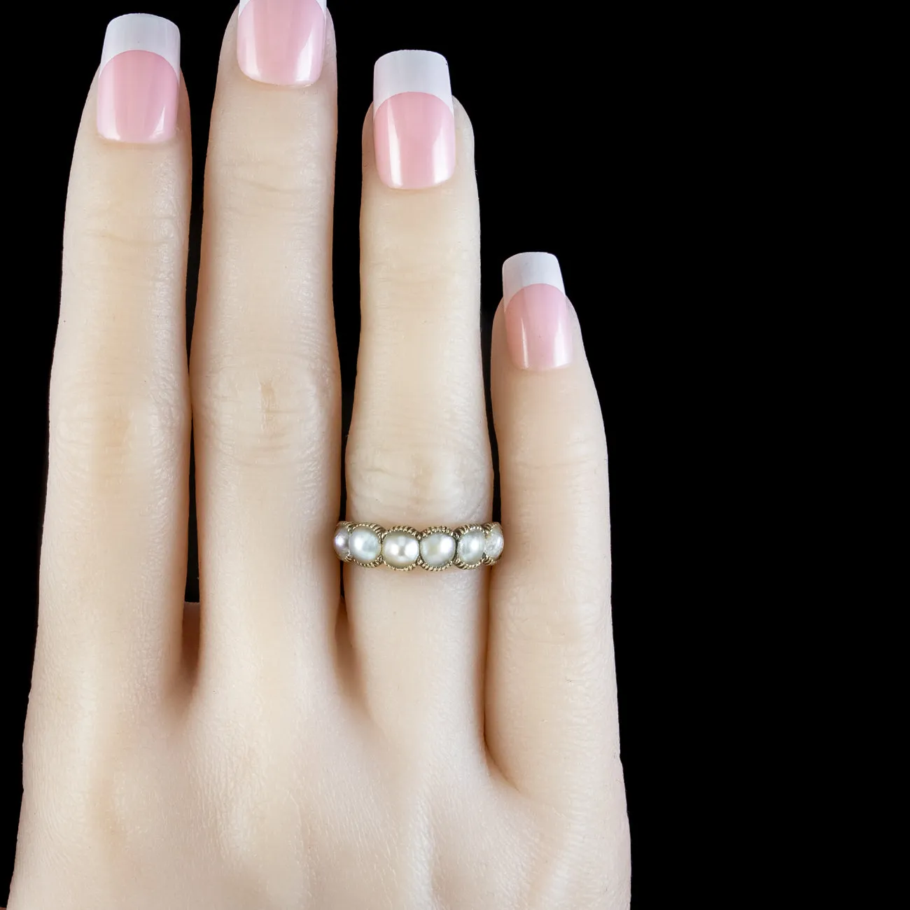 Antique Georgian Natural Pearl Half Hoop Ring