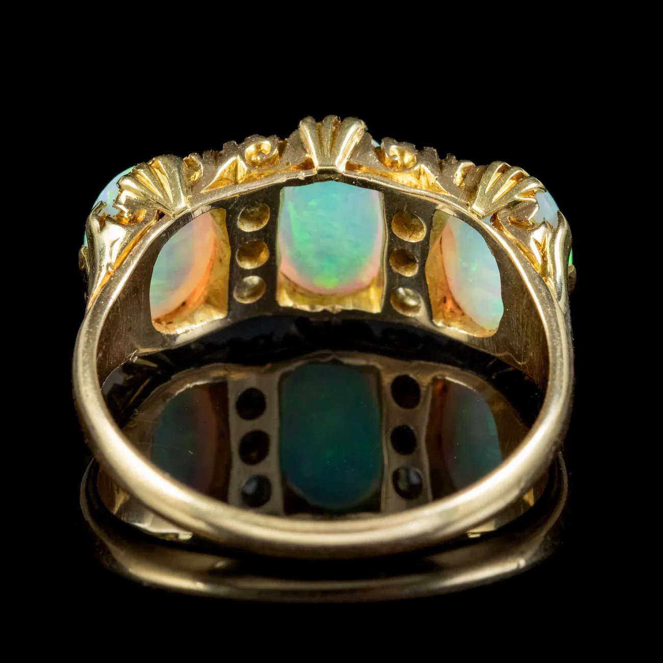 Antique Victorian Opal Diamond Ring 4ct Of Opal Circa 1900