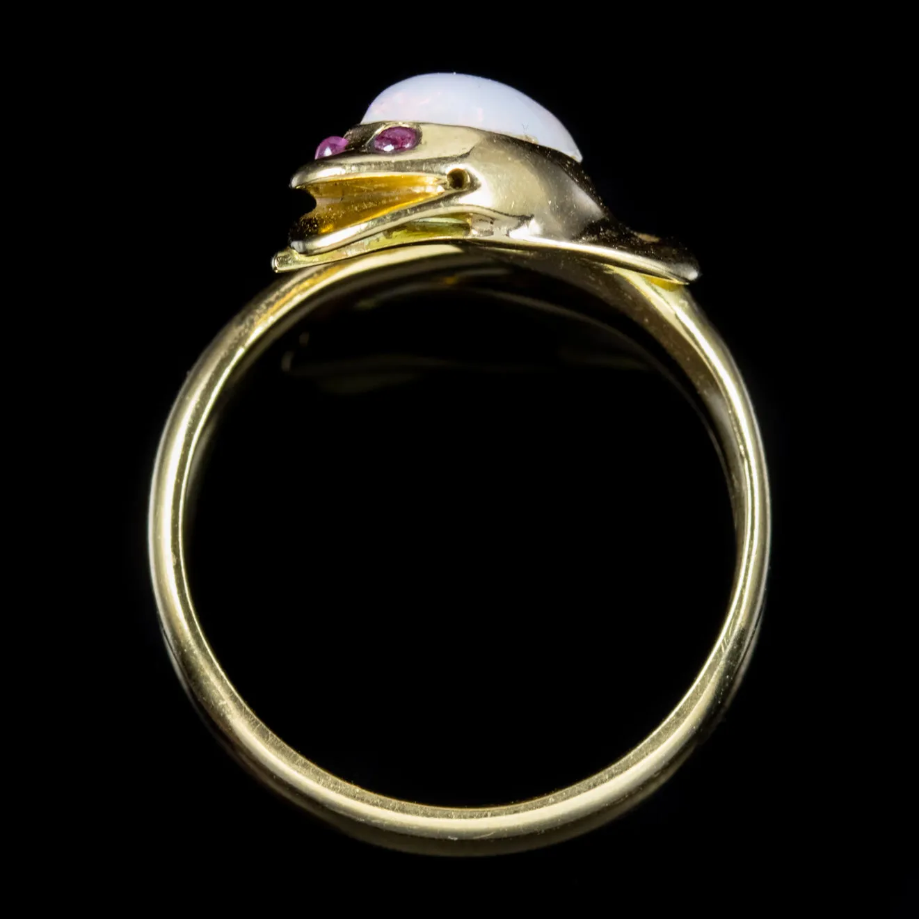 Antique Victorian Opal Snake Ring 18Ct Gold Ruby Eyes Circa 1900