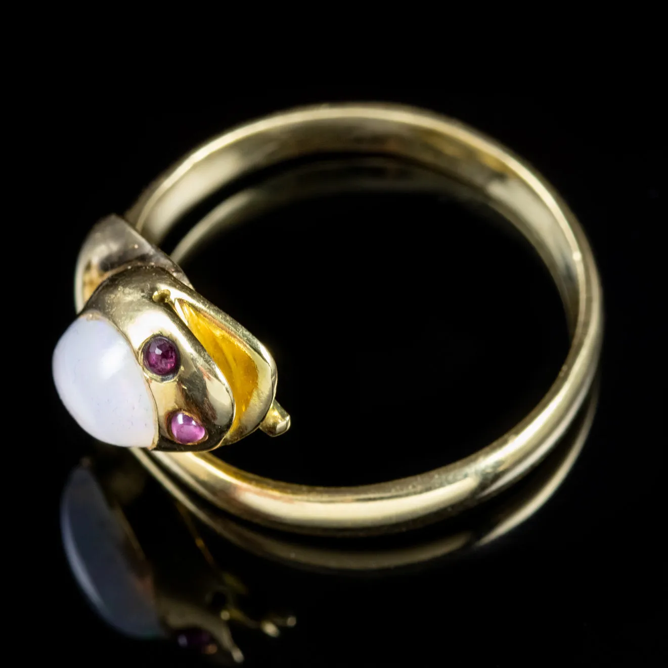Antique Victorian Opal Snake Ring 18Ct Gold Ruby Eyes Circa 1900