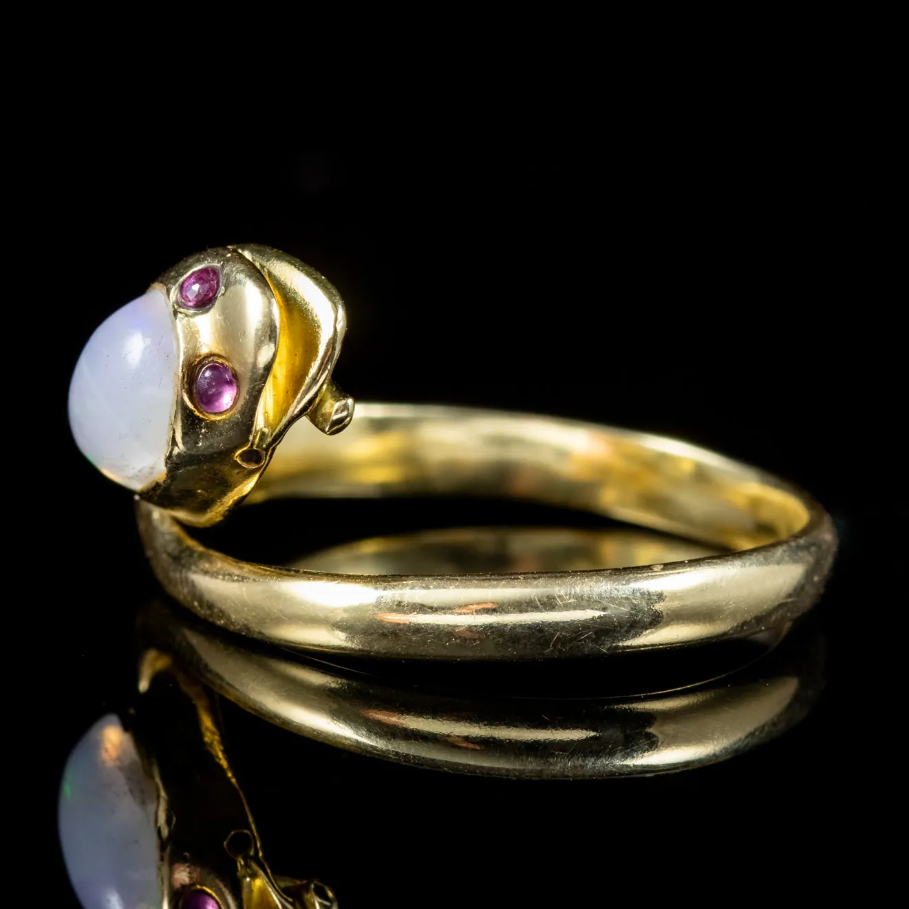 Antique Victorian Opal Snake Ring 18Ct Gold Ruby Eyes Circa 1900