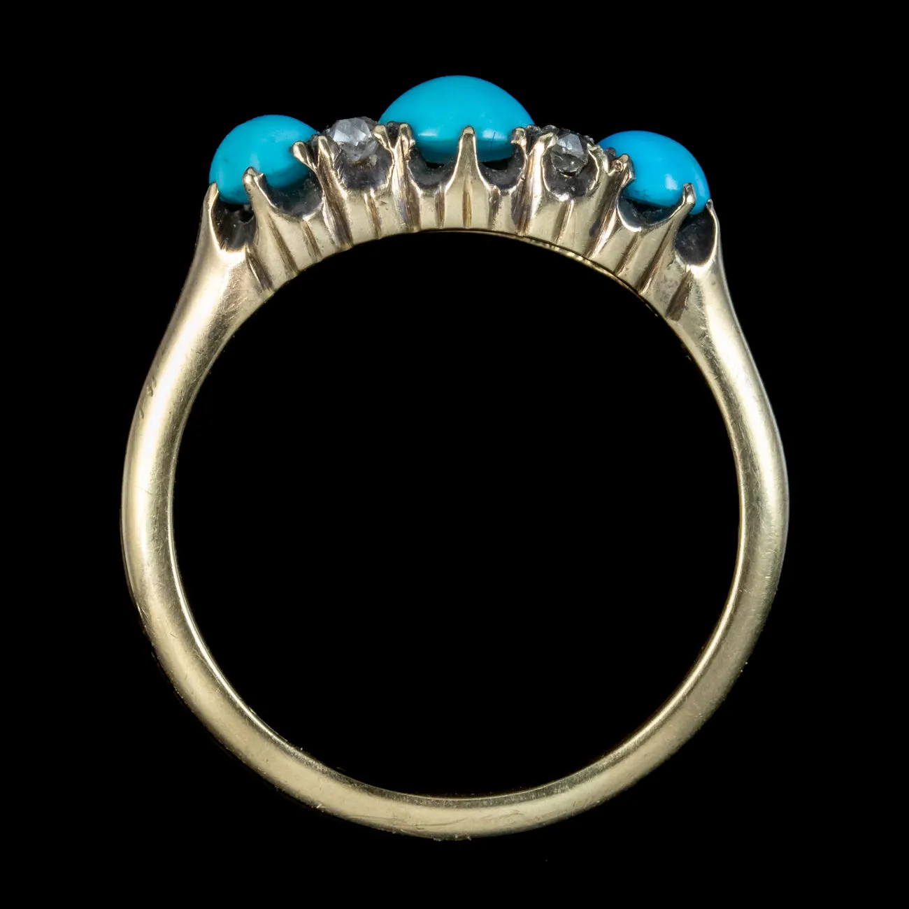 Antique Victorian Turquoise Diamond Ring 1.50ct Of Turquoise