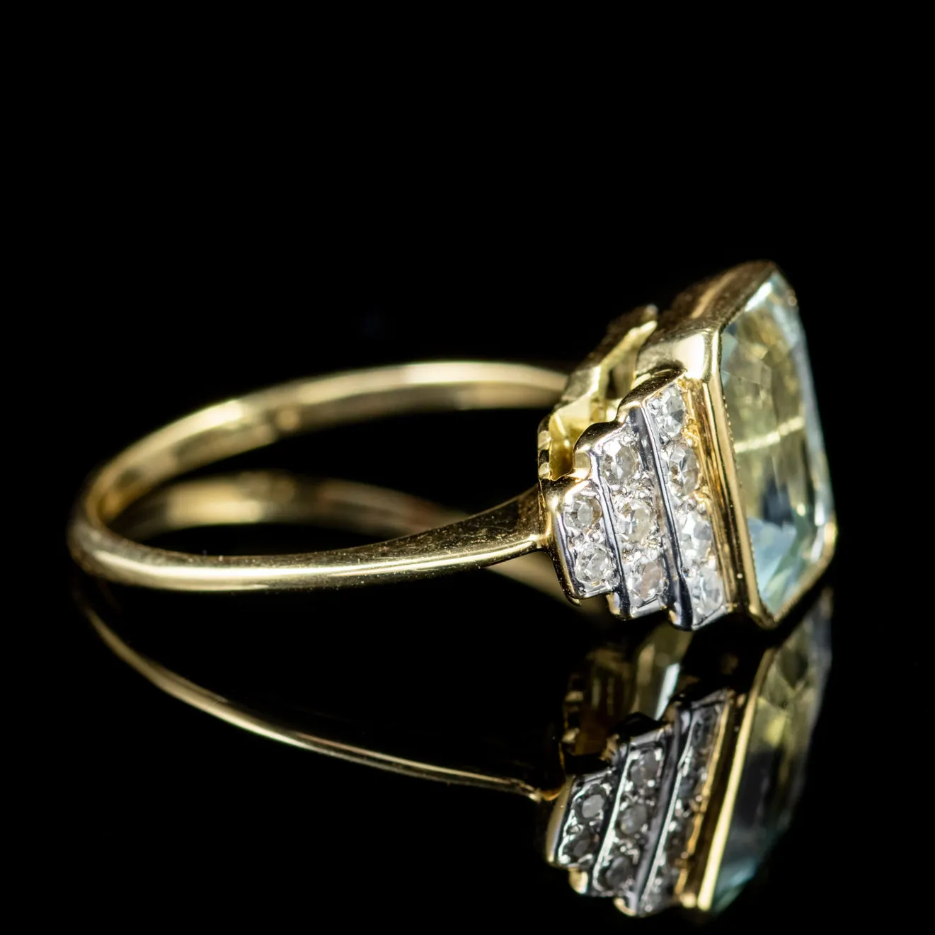 Aquamarine Diamond Ring 18Ct Gold 4Ct Aqua